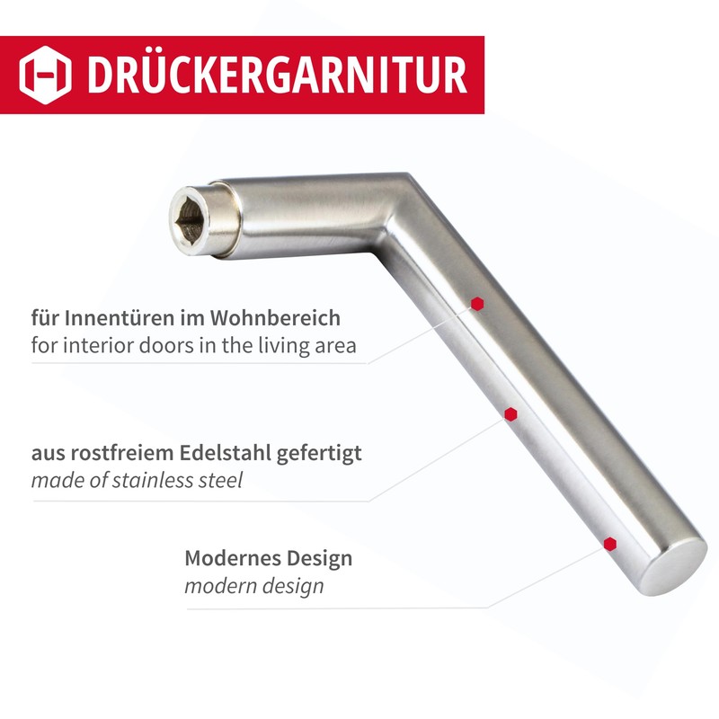 Gedotec Handle Set Stainless Steel Matt Brushed [PZW Interchangeable Fittings]