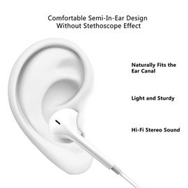 momk Stereo Headphones with Noise Cancelling Microphone Wire Earbuds Headphones with 3.5mm Plug Earphones