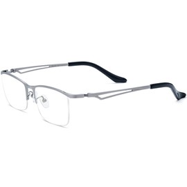 FONEX Pure Titanium Glasses Frame Men Square Eyeglasses Optical Eyewear F85775 (F85769 Silver, Clear)