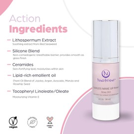 Nuzilicious Professional Grade Glass Glow Makeup Primer – Achieve Flawless, Dewy Skin with Luxurious Plant Oil Blend, Ceramide & Seaweed Extracts, Vegan & Cruelty-Free, 1 oz
