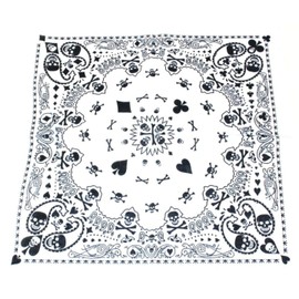 Topkids Accessories Black Bandanas Headband Skull Pirate Hair Scarf Men Women Motorbike Mask Gothic Alternative Clothing Crossbones Motorcycle Cotton Headscarf (Skulls & Playing Cards White & Black)