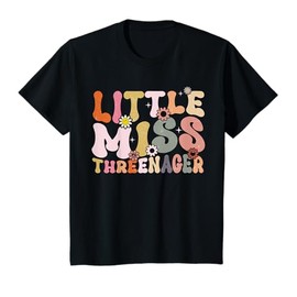 Little Miss Threenager 3rd birthday girl Boho Groovy T-Shirt