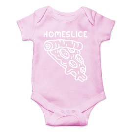 AW Fashions Homeslice Baby Bodysuit Funny Newborn Boy Outfits Cute Comfy Adorable Girl Romper Clothes (Newborn, Pink)