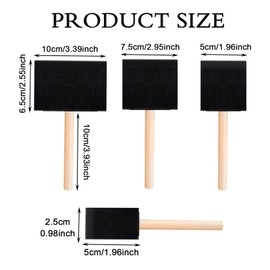 AWAVM 10Pieces Painting Sponge Brush, Wooden Handle Black Sponge Brush, DIY Graffiti Painting Tool Brush