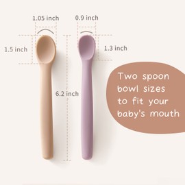 Moonkie Silicone Baby Spoons Set of 4, Two Sizes Feeding Spoon for First Stage 4+ Months, Baby Utensils, Toddler Led Weaning Spoons, Bendable, Chewproof & Boil-proof(Without Case)