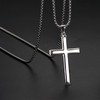 KRFY 925 Sterling Silver Polished Beveled Edge Cross Pendant Necklace