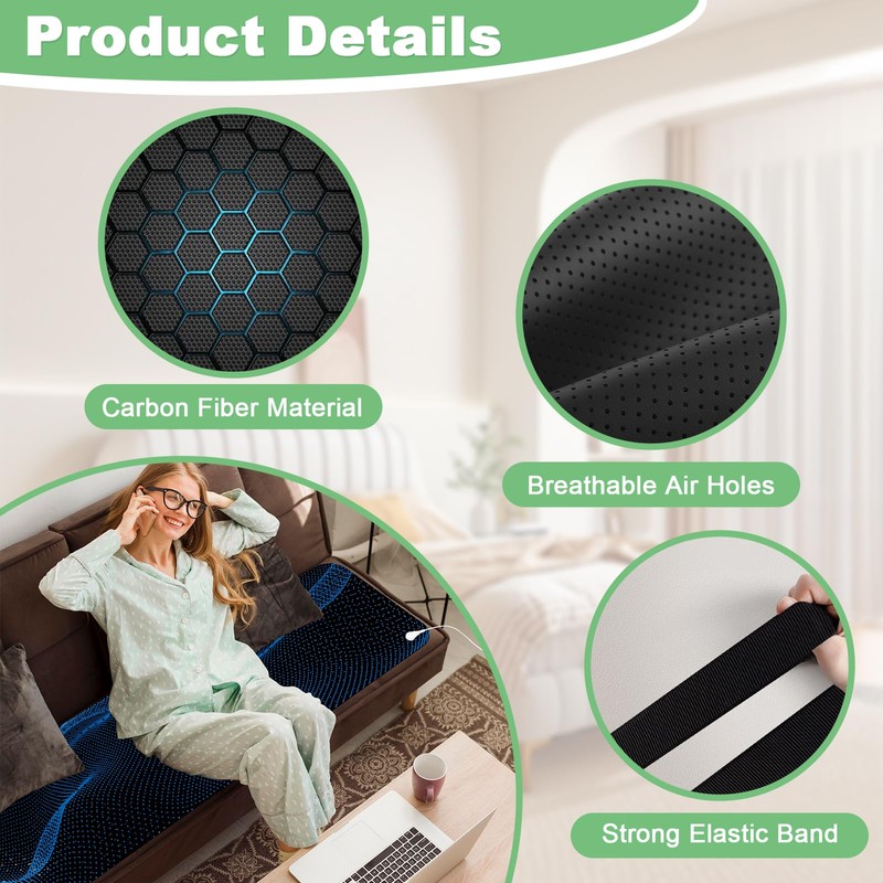 LAXVAPIU Grounding Mat for Bed Earth Connected Mat for Sleep