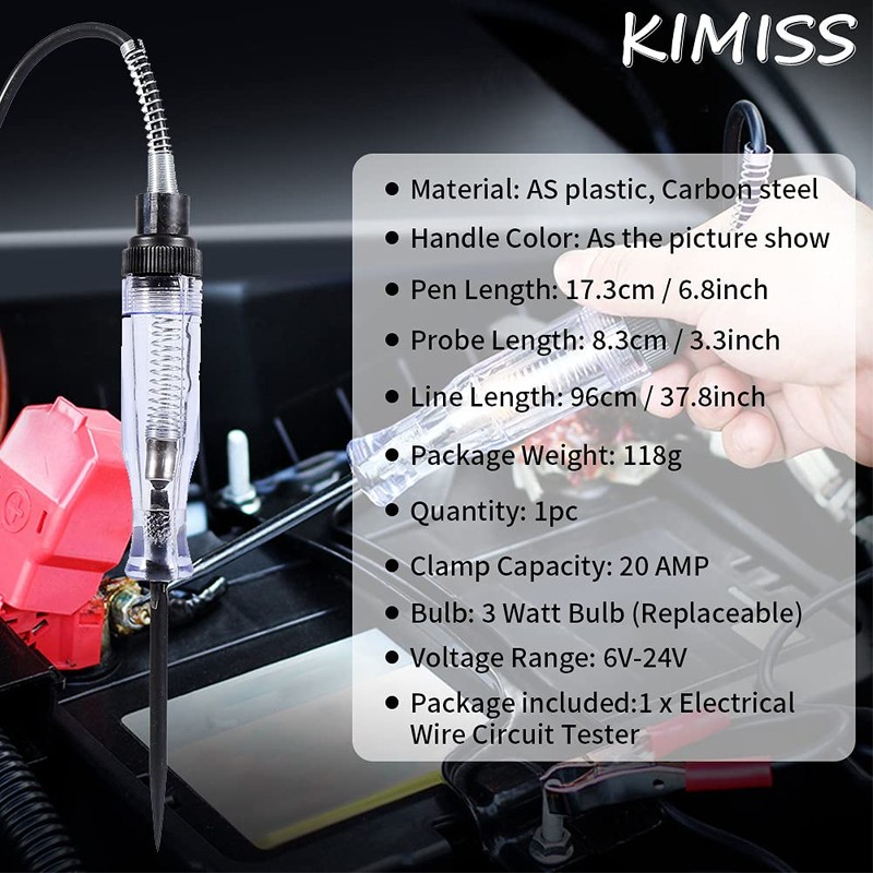 KIMISS Auto Circuit Tester, 6V 12V 24V DC Car Line