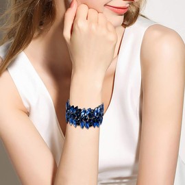 EVER FAITH Women's Stretch Bracelet Marquise Crystal Art Deco Bracelet for Wedding Party Clear Silver Tone, Crystal