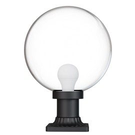 KASTLITE 12" Globe Pier Mount Outdoor Lighting with LED Lamp | UV & Waterproof Pillar & Column Lights | Deck Driveway Yard Patio & Garden Fixture | Made in USA | Clear Cover, Black Decorated Base