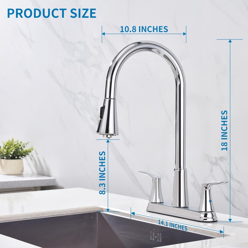 HOMELODY 2 Handles Kitchen Faucet with Pull Down Sprayer for