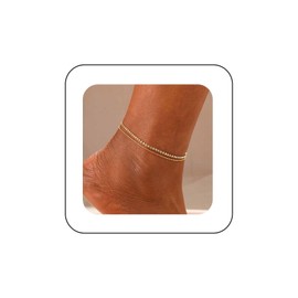 Yienate Boho Layered Rhinestone Beads Anklet Bracelets Gold/Silver CZ Tennis Crystal Ankle Chain Beaded Satellite Link Chain Anklets Summer Beach Foot Chain Jewelry for Women and Girls