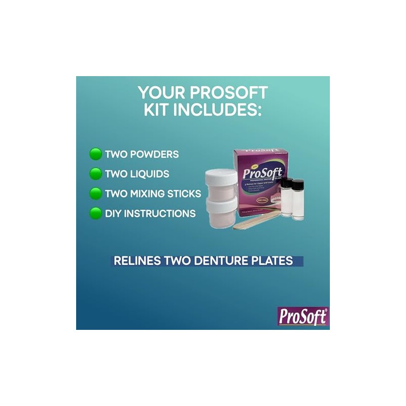 Prosoft revestimiento para dentaduras postizas 2 placas para dentaduras postizas.