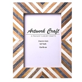 Artwork Craft Picture Photo Frame Chevron Herringbone Art Inspired Vintage Table-Top/Wall Décor Frames (5x7 Inches, Gray,White,Wood)