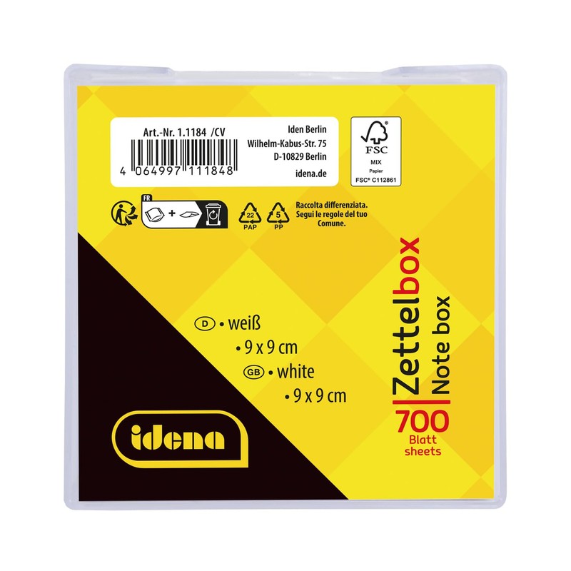 Idena 11184 Note Box, Transparent, 9 x 9 x 8