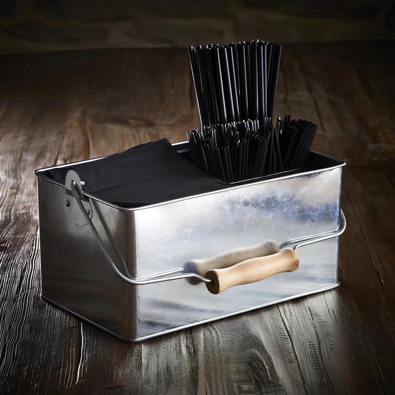 Genware Rectangular Table Caddy Galvanised Steel 24.5x15.5x12.5cm, GSTC2415, Single