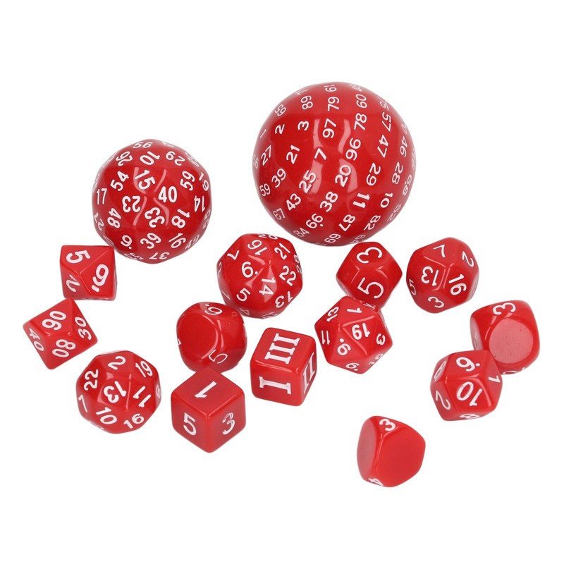 15pcs Complete Polyhedral Dice Set Acrylic D3 to D100 Spherical