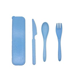 EcoGreen® - Set de Cubiertos Fabricados de Paja de Trigo, Incluye: Cuchara, Tenedor y Cuchillo, Cubiertos de Viaje u Oficina, 100% Biodegradables y Ec