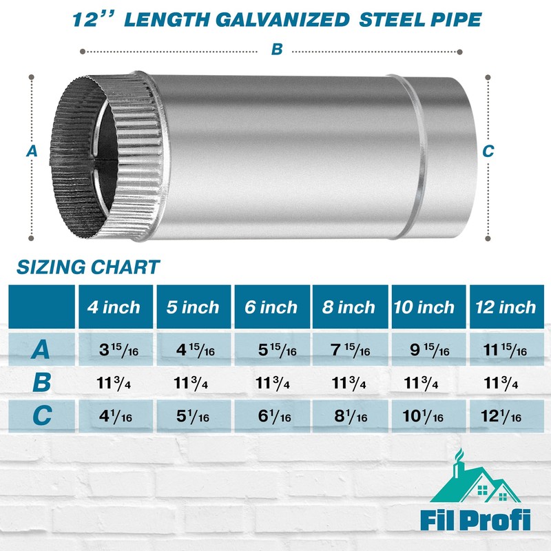 4 Inch-length 12 inch. Galvanized Steel. Round Dryer Duct. Bathroom