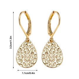 Gold Hammered Teardrop Earrings, Teardrop Hammer Pattern Leverback Drop Dangly Earrings Trendy Gold Lever Dangle Earring for Women Fashion Dangling Ear Jewelry Accessories