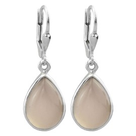 I-be, Rose Quartz Gemstone 10 x 14 mm Drop Earrings 925 Silver, Length 3.3 cm in Gift Box, 395314 g KB, Sterling Silver, Quartz
