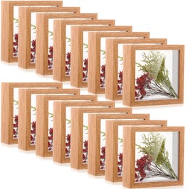Ripeng 16 Pack Shadow Box Frame Display Case Shadow Box Picture Frame with Glass for Photos Flower Wedding Memories Bouquet National Grandparents Day Object Ticket Wall Tabletop(5 x 5 Inch,Wood Color)