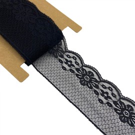 Olive Lace Black Lace 2.5 Inches Wide Lace Ribbon Non-Elastic Lace Trim for Bridal Wedding Decorations, Sewing DIY Making and DIY Crafts -10 Yards (913 Black)