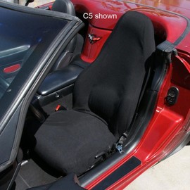 SR1 Performance C6 Corvette Seat Covers Set of 2 - Stretch Satin Material for All 2005-2013 C6 & Z06 Corvettes (Black)
