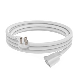 Ultra Explore 15 FT Flat Plug Extension Cord, 16 AWG 3 Prong Grounded Extension Cord White Flat Plug, Low Profile Extension Wire 13A, 1625W, UL Certified