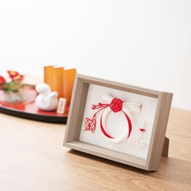 &NE NMH-365-RD Iida Mizuhiki New Year Ornament Plaque Red and White Hare & Quote Width 6.7 x Depth 1.2 x Height 4.7 inches (17 x 3 x 12 cm), Made in Japan, Water Ornament Frame, Lucky Charm, Entryway,