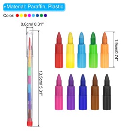 PATIKIL Stacking Crayons, 10 Pack 10 Colors Stackable Buildable Round Drawing Crayons for Home Office Party Art Craft Supplies Drawing Learning