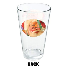 LOGOVISION Christmas Holiday Santa And His Toy Sack 16 oz Pint Glass, Tempered Glass, Printed Design & A Perfect Fan Gift | Great for Cold Beverages, Soda, Water