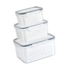 3pcs Drain Storage Basket Box Transparent Leakproof Food Storage Containers