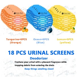 18 Pack Urinal Screen Deodorizer Scented, Anti-Splash Anti-Clogging Urinal Pucks, Lasting Odor Freshener Urinal Pads–Ideal for Bathrooms, Restrooms, Offic