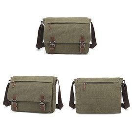 Sechunk Canvas Vintage Messenger Bag Shoulder bag Leather Cross body bag Large Travel Crossbody bags for men women 15inch Laptop