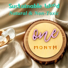 Monthly Baby Milestone -Milestone Cards for Wooden Circles Discs, Photoshoot Props for Baby Boys & Girls, The Baby Essentials for a Newborn Gender-Neutral Baby, 3D Design,7 Pack,Pink, 4 Inch