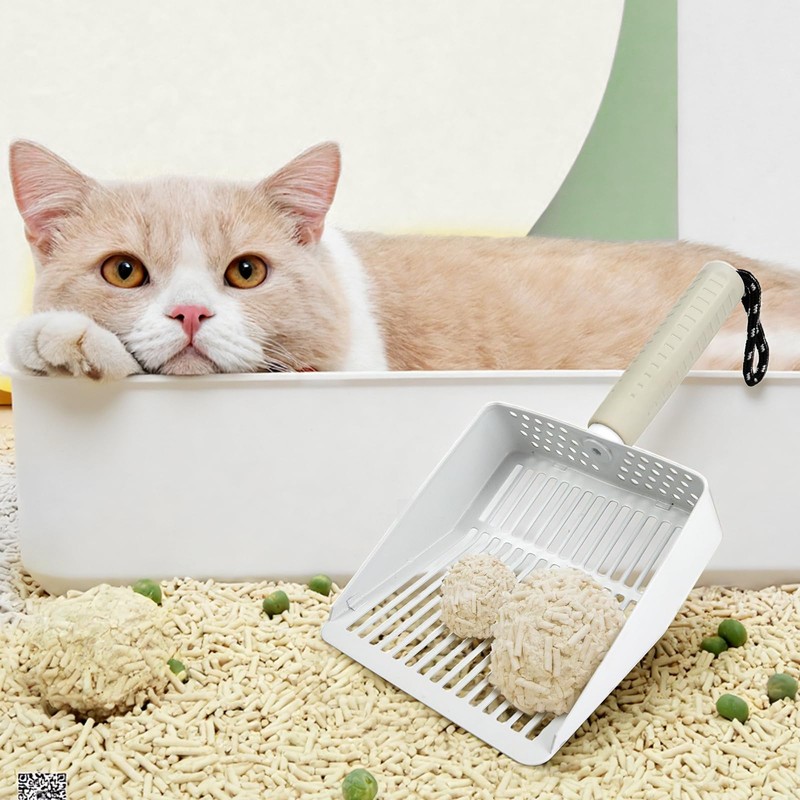 Accesfire Cat Litter Scoop with Holder, Stainless Steel, Non-Slip Handle