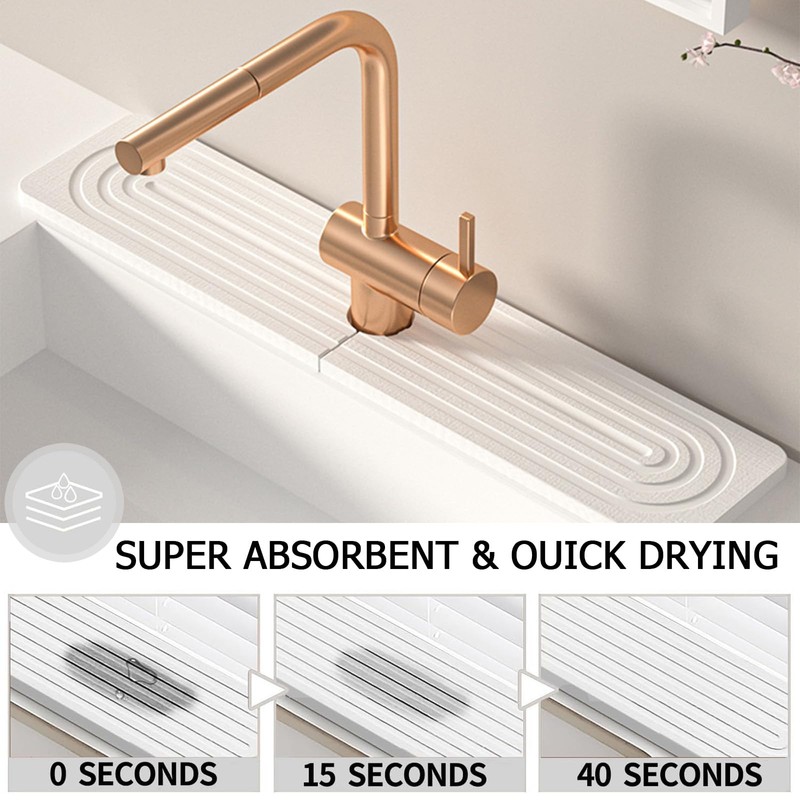 Faucet Mat for Kitchen Sink, 60cm x 10cm Diatomite Faucet