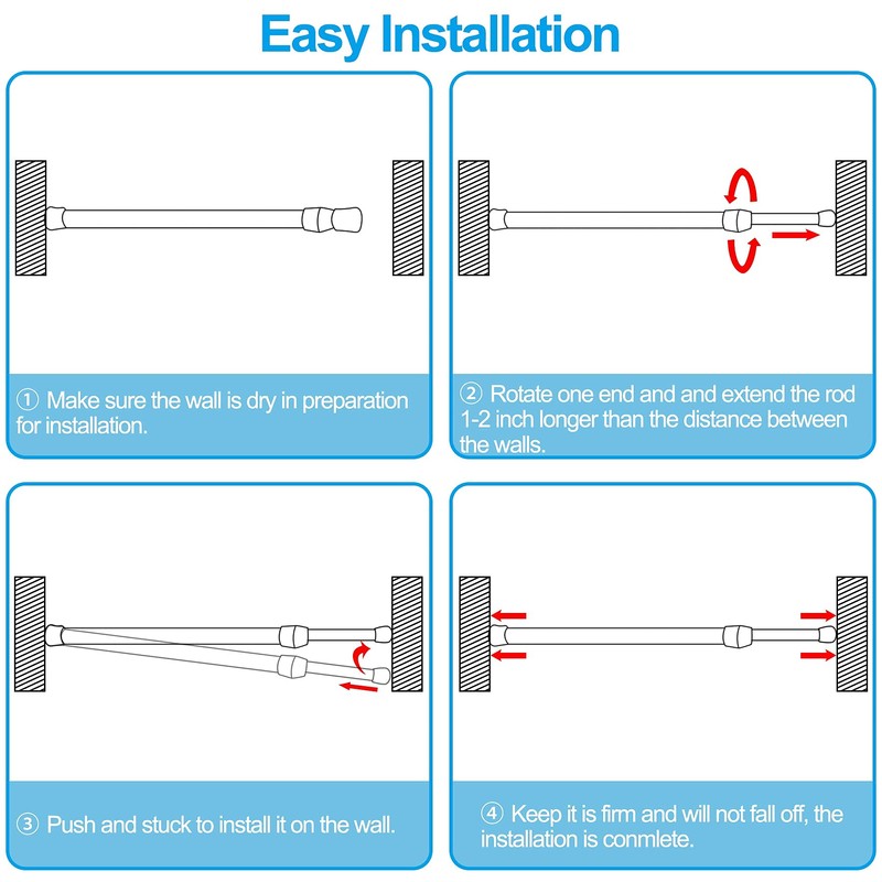SIQUK 6 Pack Cupboard Bars Adjustable Spring Tension Rods White