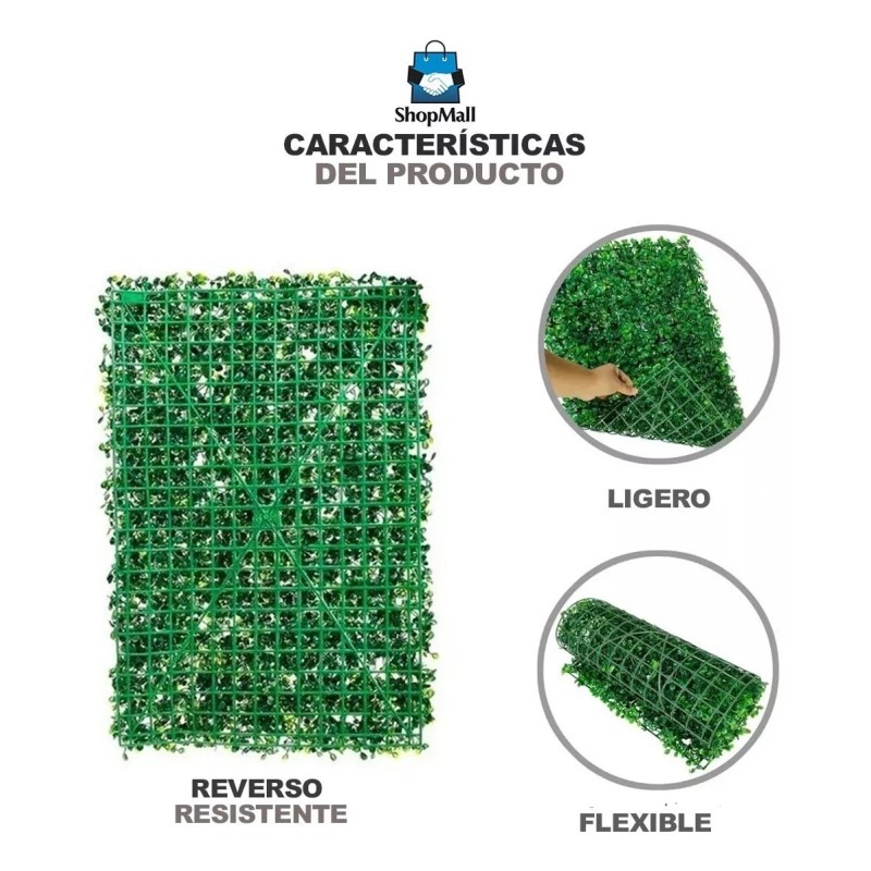 ShopoMall Muro Verde Follaje Artificial Sintético 15 Pzs
