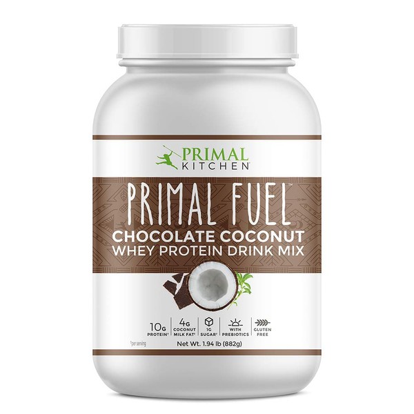 Primal Kitchen Primal Fuel Chocolate Coconut Whey Protein Powder- Updated Contains No Soy - 10g of Protein, 31.04 oz