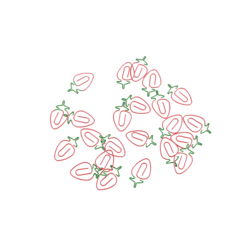 100pcs Metallic Paper Clips Strawberry Pea Shape Antislip Anti Rust