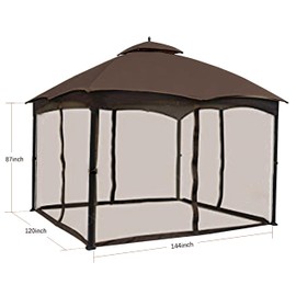 SCOCANOPY Brown 10' x 12' Gazebo Netting for Lowe's Allen Roth 10X12 Gazebo Model #GF-12S004B-1 / GF-12S004BTO/ TPGAZ17-002