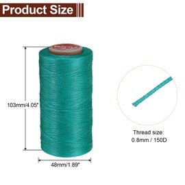 uxcell Hilo Encerado Plano Para Costura En Cuero, 270m/295 Yardas Hilo De Poliéster Encerado, Cordón De Costura Encerado 150D Para Manualidades En Cuero, Verde Pavo Real