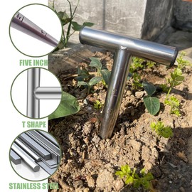 Seed Dibber Small Seed Planter Tools Stainless Steel Bulb Planter Garden Tool Hand Dibber with 5 Inch Calibration Hole Digger Maker Dispenser Sowing Tools for Plants Tulip Crocus (4pack)