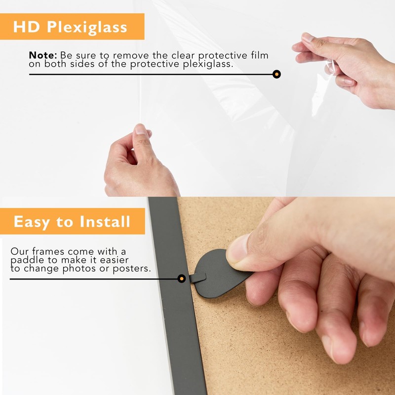 QOTIB 11x16 Picture Frame Black for Wall Mounting, Horizontal and