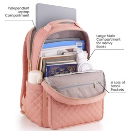RJEU Laptop Backpack Women 15.6in,Anti-theft Rucksack Handbag for Work Travel Cabin,Smart School Backpack Girls College Bag for Office Uni Commuting,Gifts for Ladies,Pink
