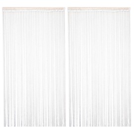 TRIXES Pack of 2 String Dew Drop White Curtain - Door or Window Panel 90 x 200cm Perfect as Fly Screen