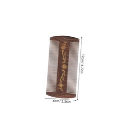 Baluue Sandalwood Dandruff Comb Double Sided Fine Tooth Precision Teeth for Adults Pets Scalp Care and Removal Decorative Hair Accessory with Elegant Gold Detailing