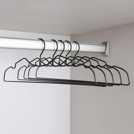 WorldMore 20 Pack Heavy Duty Metal Steel Wire Clothes Hanger, Ultra Slim & Short Neck Hanger,Space Saving Durable Non-Slip Felt Hangers, Closet Organizer for Home Dorm Laundry (Black)